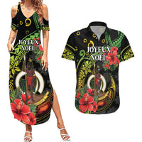 Love Vanuatu Christmas Couples Matching Summer Maxi Dress and Hawaiian Shirt God Yumi Polynesian Tribal Pattern LT05 Black - Polynesian Pride