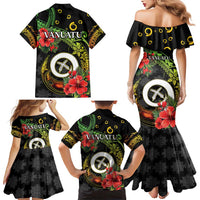 Love Vanuatu Christmas Family Matching Mermaid Dress and Hawaiian Shirt God Yumi Polynesian Tribal Pattern