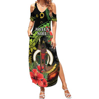 Love Vanuatu Christmas Family Matching Summer Maxi Dress and Hawaiian Shirt God Yumi Polynesian Tribal Pattern LT05 Mom's Dress Black - Polynesian Pride