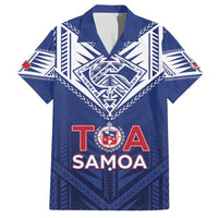 Super Toa Samoa Rugby Custom Family Matching Long Sleeve Bodycon Dress and Hawaiian Shirt Warrior Spirit LT05 Dad's Shirt - Short Sleeve Blue - Polynesian Pride