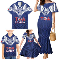 Super Toa Samoa Rugby Custom Family Matching Mermaid Dress and Hawaiian Shirt Warrior Spirit LT05 - Polynesian Pride