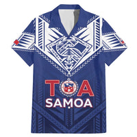 Super Toa Samoa Rugby Custom Family Matching Mermaid Dress and Hawaiian Shirt Warrior Spirit LT05 Dad's Shirt - Short Sleeve Blue - Polynesian Pride