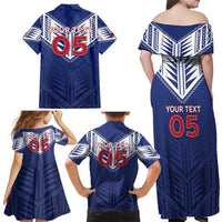 Super Toa Samoa Rugby Custom Family Matching Off Shoulder Maxi Dress and Hawaiian Shirt Warrior Spirit LT05 - Polynesian Pride