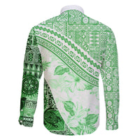 Hawaiian Tapa Family Matching Long Sleeve Bodycon Dress and Hawaiian Shirt Traditional Vintage Pattern Green LT05 - Polynesian Pride