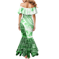 Hawaiian Tapa Family Matching Mermaid Dress and Hawaiian Shirt Traditional Vintage Pattern Green LT05 - Polynesian Pride