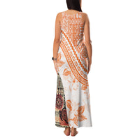 Hawaiian Tapa Family Matching Tank Maxi Dress and Hawaiian Shirt Traditional Vintage Pattern Orange LT05 - Polynesian Pride