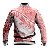 Hawaiian Tapa Baseball Jacket Traditional Vintage Pattern Red LT05 - Polynesian Pride