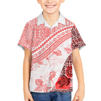 Hawaiian Tapa Family Matching Off Shoulder Long Sleeve Dress and Hawaiian Shirt Traditional Vintage Pattern Red LT05 Son's Shirt Red - Polynesian Pride