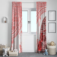 Hawaiian Tapa Window Curtain Traditional Vintage Pattern Red LT05 - Polynesian Pride