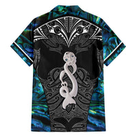 New Zealand Aotearoa Family Matching Off The Shoulder Long Sleeve Dress and Hawaiian Shirt Maori Taniwha Paua Shell LT05 - Polynesian Pride