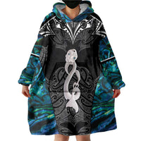 New Zealand Aotearoa Wearable Blanket Hoodie Maori Taniwha Paua Shell LT05 - Polynesian Pride