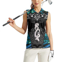 New Zealand Aotearoa Women Sleeveless Polo Shirt Maori Taniwha Paua Shell LT05 - Polynesian Pride