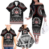 Personalised Samoa Black Saturday Family Matching Off The Shoulder Long Sleeve Dress and Hawaiian Shirt Samoa For Samoans LT05 - Polynesian Pride