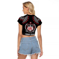 Personalised Samoa Black Saturday Raglan Cropped T Shirt Samoa For Samoans