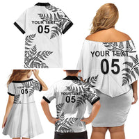 Custom New Zealand Football Family Matching Off Shoulder Short Dress and Hawaiian Shirt Aotearoa Pride LT05 - Polynesian Pride