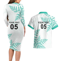 Custom New Zealand Football Couples Matching Long Sleeve Bodycon Dress and Hawaiian Shirt Aotearoa Pride Aqua Version LT05 - Polynesian Pride