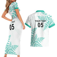 Custom New Zealand Football Couples Matching Short Sleeve Bodycon Dress and Hawaiian Shirt Aotearoa Pride Aqua Version LT05 - Polynesian Pride