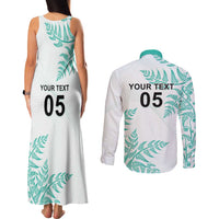 Custom New Zealand Football Couples Matching Tank Maxi Dress and Long Sleeve Button Shirt Aotearoa Pride Aqua Version LT05 - Polynesian Pride