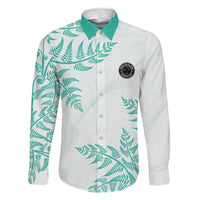 Custom New Zealand Football Family Matching Off Shoulder Maxi Dress and Hawaiian Shirt Aotearoa Pride Aqua Version LT05 Dad's Shirt - Long Sleeve Aqua - Polynesian Pride