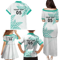 Custom New Zealand Football Family Matching Puletasi and Hawaiian Shirt Aotearoa Pride Aqua Version LT05 - Polynesian Pride