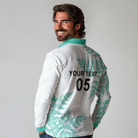 Custom New Zealand Football Long Sleeve Polo Shirt Aotearoa Pride Aqua Version LT05 - Polynesian Pride
