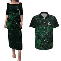 Custom New Zealand Fishing Couples Matching Puletasi and Hawaiian Shirt Maori Tribal Pattern LT05 Black - Polynesian Pride