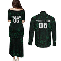 Custom New Zealand Fishing Couples Matching Puletasi and Long Sleeve Button Shirt Maori Tribal Pattern LT05 - Polynesian Pride