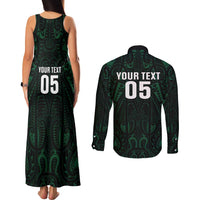 Custom New Zealand Fishing Couples Matching Tank Maxi Dress and Long Sleeve Button Shirt Maori Tribal Pattern LT05 - Polynesian Pride