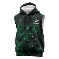 Custom New Zealand Fishing Sleeveless Hoodie Maori Tribal Pattern LT05 Black - Polynesian Pride