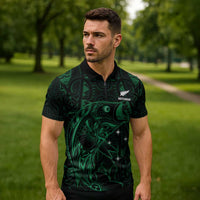 Custom New Zealand Fishing Zipper Polo Shirt Maori Tribal Pattern LT05 - Polynesian Pride