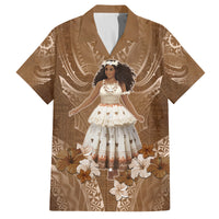 Bula Fiji Women's Day Family Matching Off Shoulder Maxi Dress and Hawaiian Shirt With Fijian Tapa Pattern LT05 Dad's Shirt - Short Sleeve Brown - Polynesian Pride