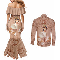 Hawaii Women's Day Couples Matching Mermaid Dress and Long Sleeve Button Shirt With Polynesian Pattern LT05 - Polynesian Pride