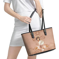 Hawaii Women's Day Leather Tote Bag With Polynesian Pattern