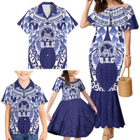 Personalised Tonga Queen Salote College Family Matching Mermaid Dress and Hawaiian Shirt Centenary Navy Version LT05 - Polynesian Pride