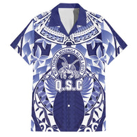 Personalised Tonga Queen Salote College Family Matching Puletasi and Hawaiian Shirt Centenary Navy Version