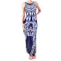 Personalised Tonga Queen Salote College Family Matching Tank Maxi Dress and Hawaiian Shirt Centenary Navy Version LT05 Mom's Dress Navy - Polynesian Pride