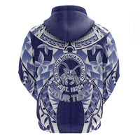 Personalised Tonga Queen Salote College Zip Hoodie Centenary Navy Version