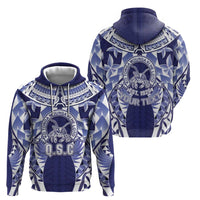Personalised Tonga Queen Salote College Zip Hoodie Centenary Navy Version