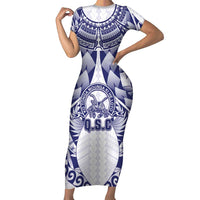 Personalised Tonga Queen Salote College Family Matching Short Sleeve Bodycon Dress and Hawaiian Shirt Centenary White Version LT05 Mom's Dress White - Polynesian Pride