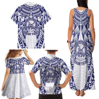 Personalised Tonga Queen Salote College Family Matching Tank Maxi Dress and Hawaiian Shirt Centenary White Version LT05 - Polynesian Pride