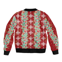 Hawaii Ohia Lehua Bomber Jacket Tropical Vibes Crimson