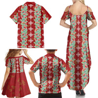 Hawaii Ohia Lehua Family Matching Summer Maxi Dress and Hawaiian Shirt Tropical Vibes Crimson LT05 - Polynesian Pride