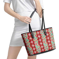 Hawaii Ohia Lehua Leather Tote Bag Tropical Vibes Crimson