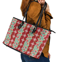 Hawaii Ohia Lehua Leather Tote Bag Tropical Vibes Crimson