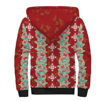 Hawaii Ohia Lehua Sherpa Hoodie Tropical Vibes Crimson