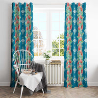 Hawaii Ohia Lehua Window Curtain Tropical Vibes Teal