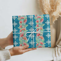 Hawaii Ohia Lehua Wrapping Paper Tropical Vibes Teal