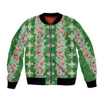 Hawaii Ohia Lehua Bomber Jacket Tropical Vibes Green