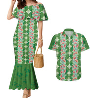 Hawaii Ohia Lehua Couples Matching Mermaid Dress and Hawaiian Shirt Tropical Vibes Green LT05 Green - Polynesian Pride