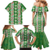 Hawaii Ohia Lehua Family Matching Mermaid Dress and Hawaiian Shirt Tropical Vibes Green LT05 - Polynesian Pride